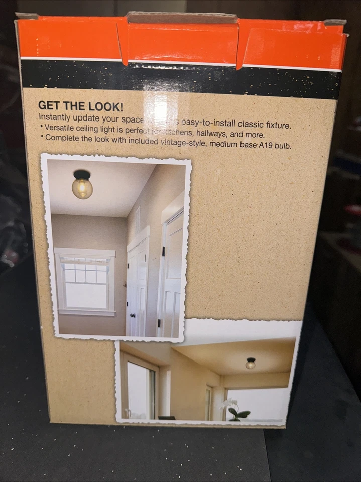 Lámpara globo Bedford vintage SYLVANIA, montaje semi empotrado, bombilla ST19 @74 Foto 3 de 4