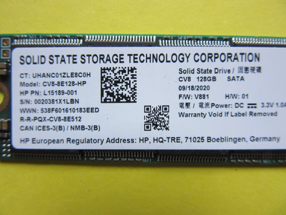 HP CV8-8E128-HP 128GB M.2 2280 SATA PCIe Solid State Drive SSD L15189-001 V881 - Image 2 of 4