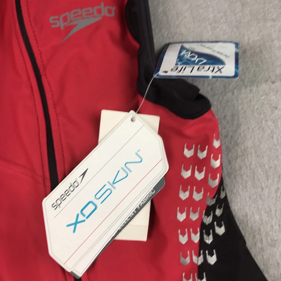Body Speedo Para Hombres Pequeño Rojo Negro Elastizado XD Piel Frontal Cremallera Protector Antierupciones Nuevo con Etiquetas Foto 4 de 4