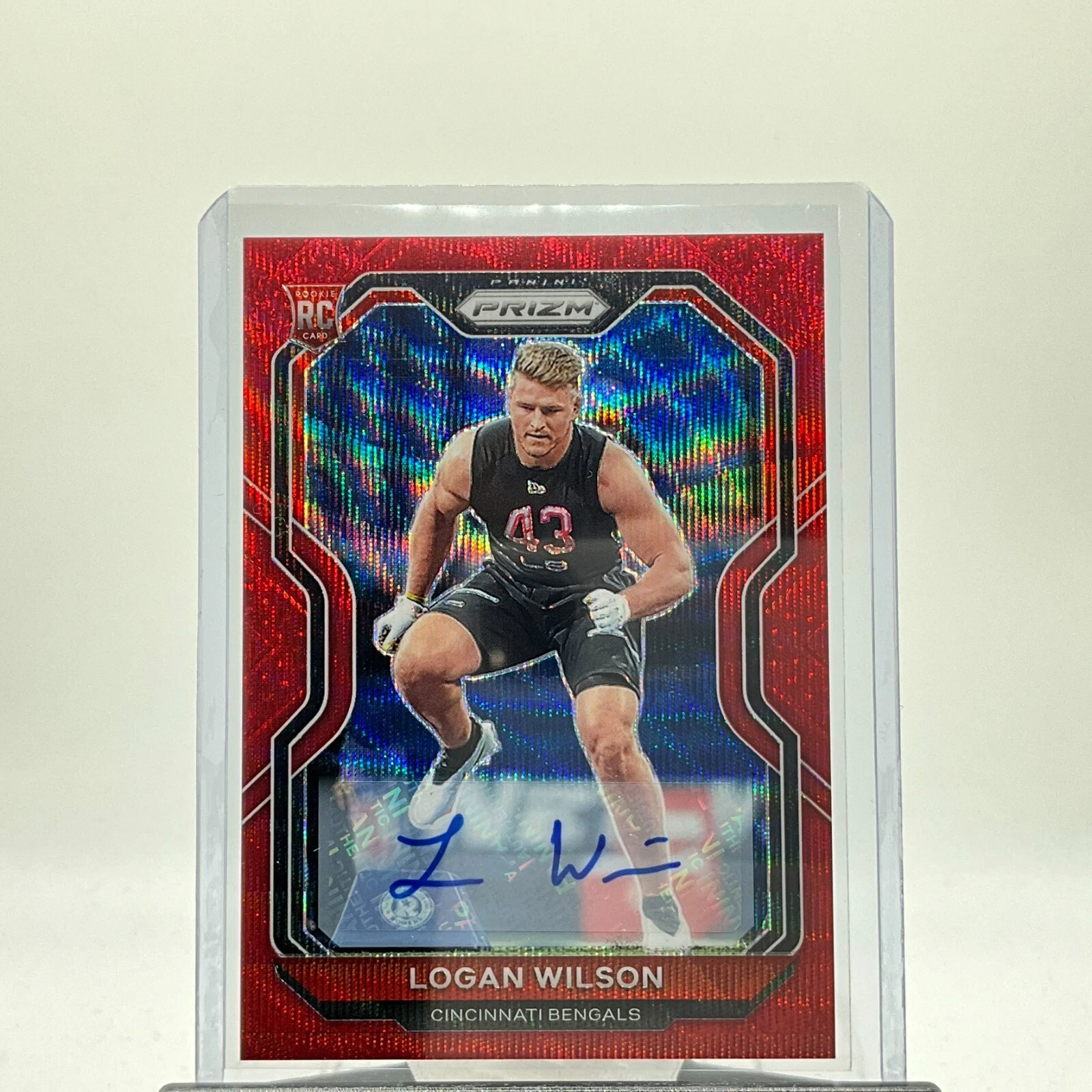 2020 Panini Prizm Logan Wilson Red Wave Prizm Auto #/149 Rookie RC Bengals #309