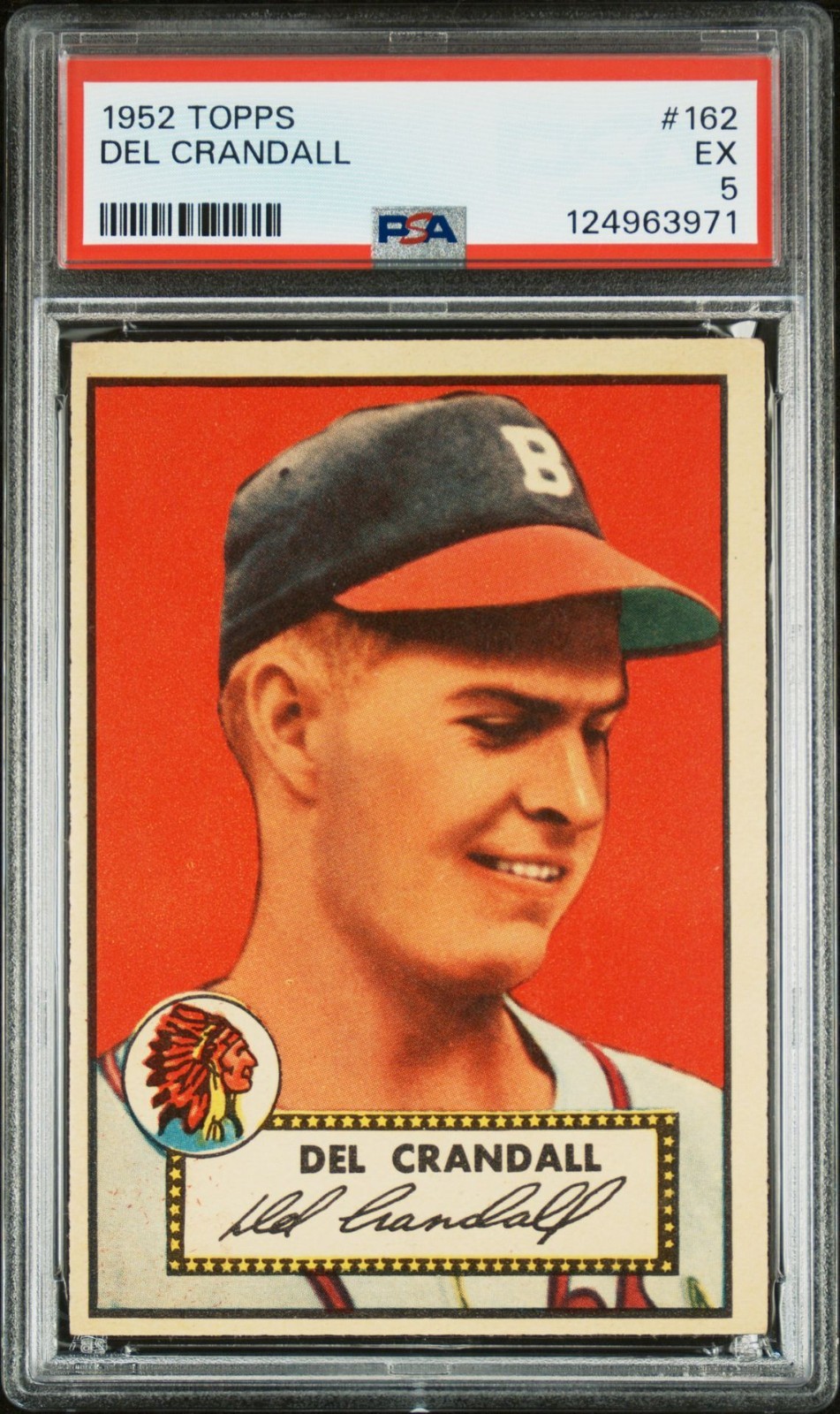 1952 TOPPS #162 DEL CRANDALL PSA 5 EX BRAVES