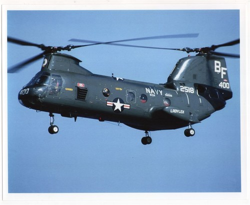 1984 Navy CH-46 Sea Knight 152518 From HC-16 on AVT-16 USS Lexington 8x10 Photo