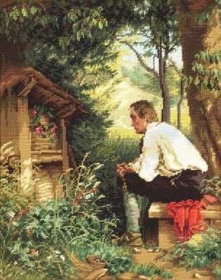 HANS THOMA Famous 1863 THE BEEKEEPER Bee Painting as a Needlepoint Tramme Kit