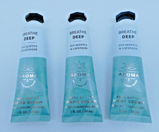 3 BATH  BODY WORKS AROMA BREATHE DEEP EUCALYPTUS  LAVENDER HAND CREAM 1 oz NEW