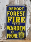 VINTAGE FIRE WARDEN PORCELAIN SIGN OLD US FOREST SERVICE PARK RANGER CAMPFIRE
