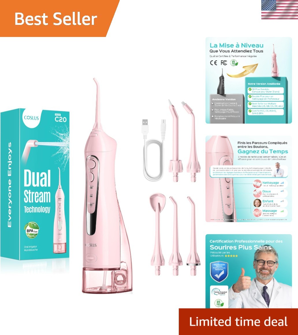 Jet dentaire COSLUS contre la plaque dentaire et les gencives sensibles 300 ml