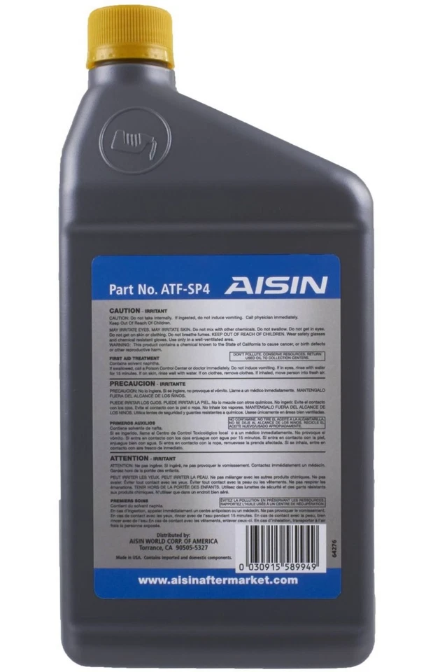 Líquido de aceite de transmisión automática AISIN ATF-SP4 6 cuartos de galón para HYUNDAI KIA MITSUBISHI Foto 3 de 4