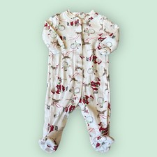Pottery Barn Kids Heritage Santa 0-3 Month Sleeper Organic Cotton Nursery GUC