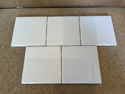Lot of 5 Pieces Dal Tile RE15 Bright White Gloss Ceramic Tile 4 1/4'' x 4 1/4''