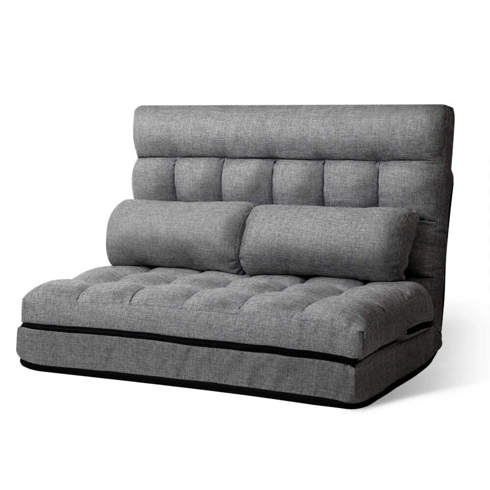 NNEDSZ Lounge Sofa Bed 2-seater Floor Folding Fabric Grey
