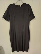Unbranded Women's Long Dress Size 12 Crewneck Back Zip Black Short Sleeve Office