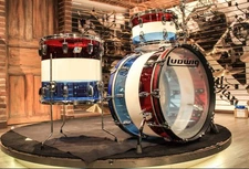 Ludwig Vistalite 50th Anniversary 3 piece drum kit set RED WHITE BLUE  1 of 25