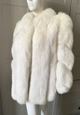 Pristine Pure WHITE Real ARCTIC FOX Fur Coat PLUSH Cream Marilyn Medium 12