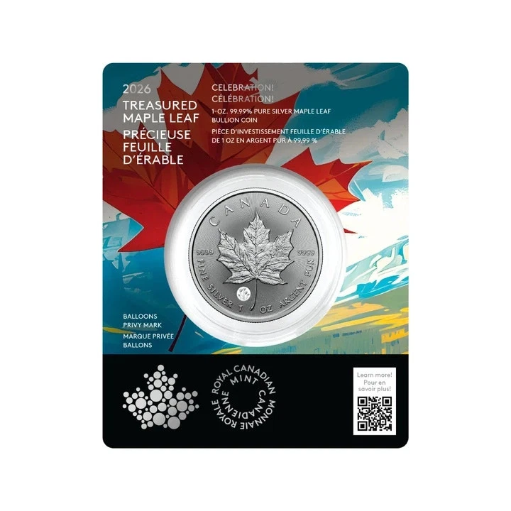 Kanada 5 $ 2026 Treasured Maple Leaf Privy Celebration 1 Oz Silber BU im Blister - Bild 3 von 4