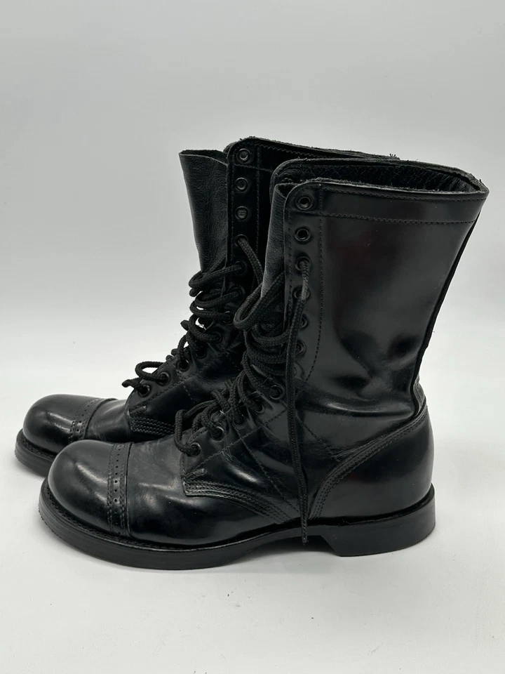Botas de Salto Corcoran De Colección Para Hombres 8 D Cuero Negro EE. UU. Paracaidista Punk Con Cordones Foto 3 de 4