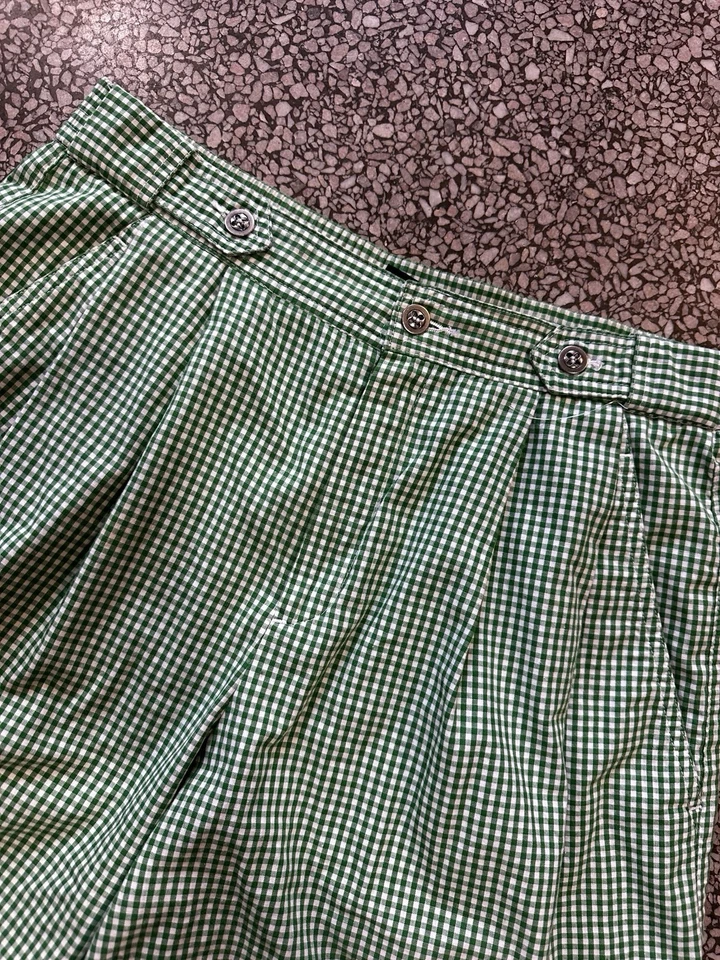 Pantalones Cortos de Guinga Vintage Años 90 Do 50 Tiro Alto Verde Blanco Pin Up Rockabilly M Foto 2 de 4