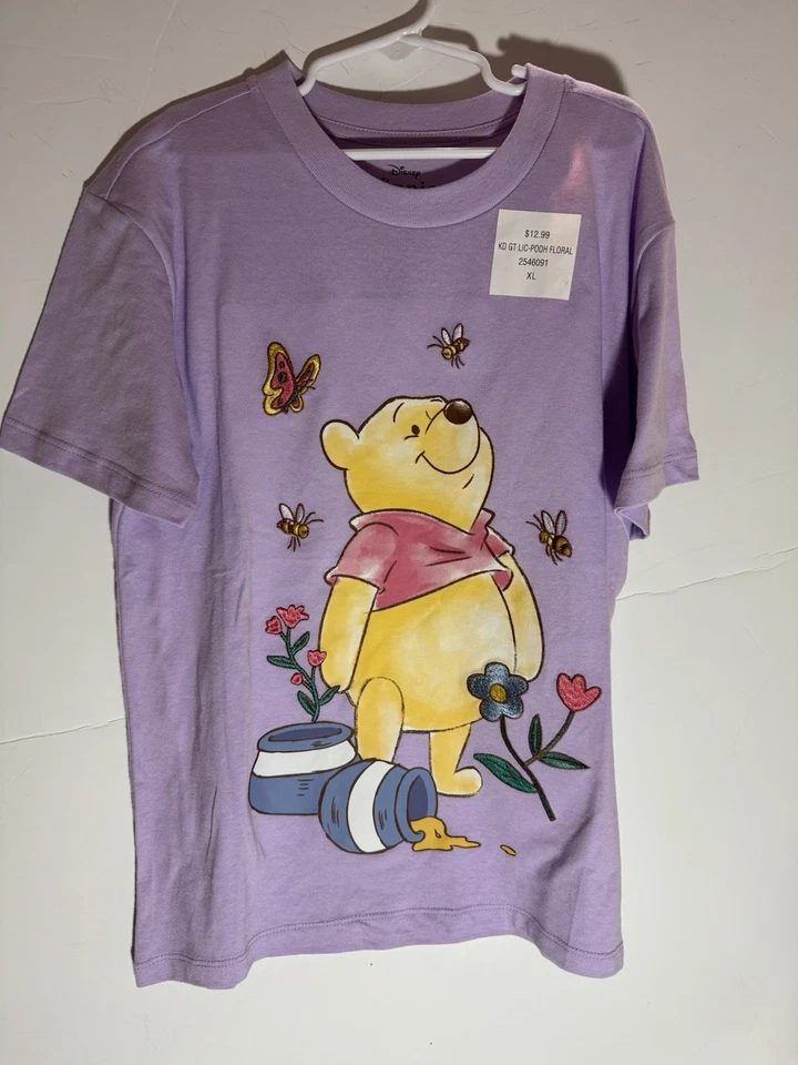 Camiseta Gráfica Disney Winnie The Pooh Niñas Nueva con Etiquetas Talla XL Púrpura Gráficos Elevados Foto 2 de 4