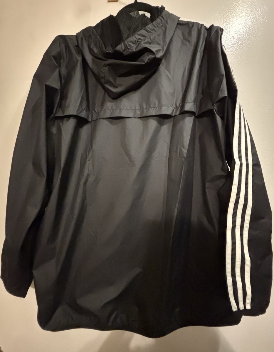 adidas PRIMEGREEN Men's Windbreaker Jacket Black/White Hooded Full