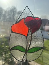 Tiffany Glas, Herz, Muttertag, Valentinstag, Fensterdeko,Handarbeit, Fensterbild