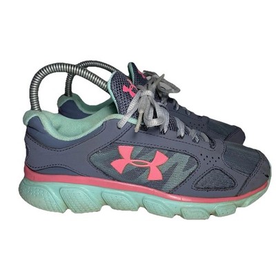 UNDER ARMOUR GGS ASSERT V Shoes Size 4Y Youth Grey Pink Teal Green 1252349-002