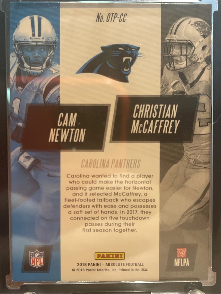 2018 Panini Absolute - One Two Punch Christian McCaffrey, Cam Newton #OTP-CC - Image 2 of 2