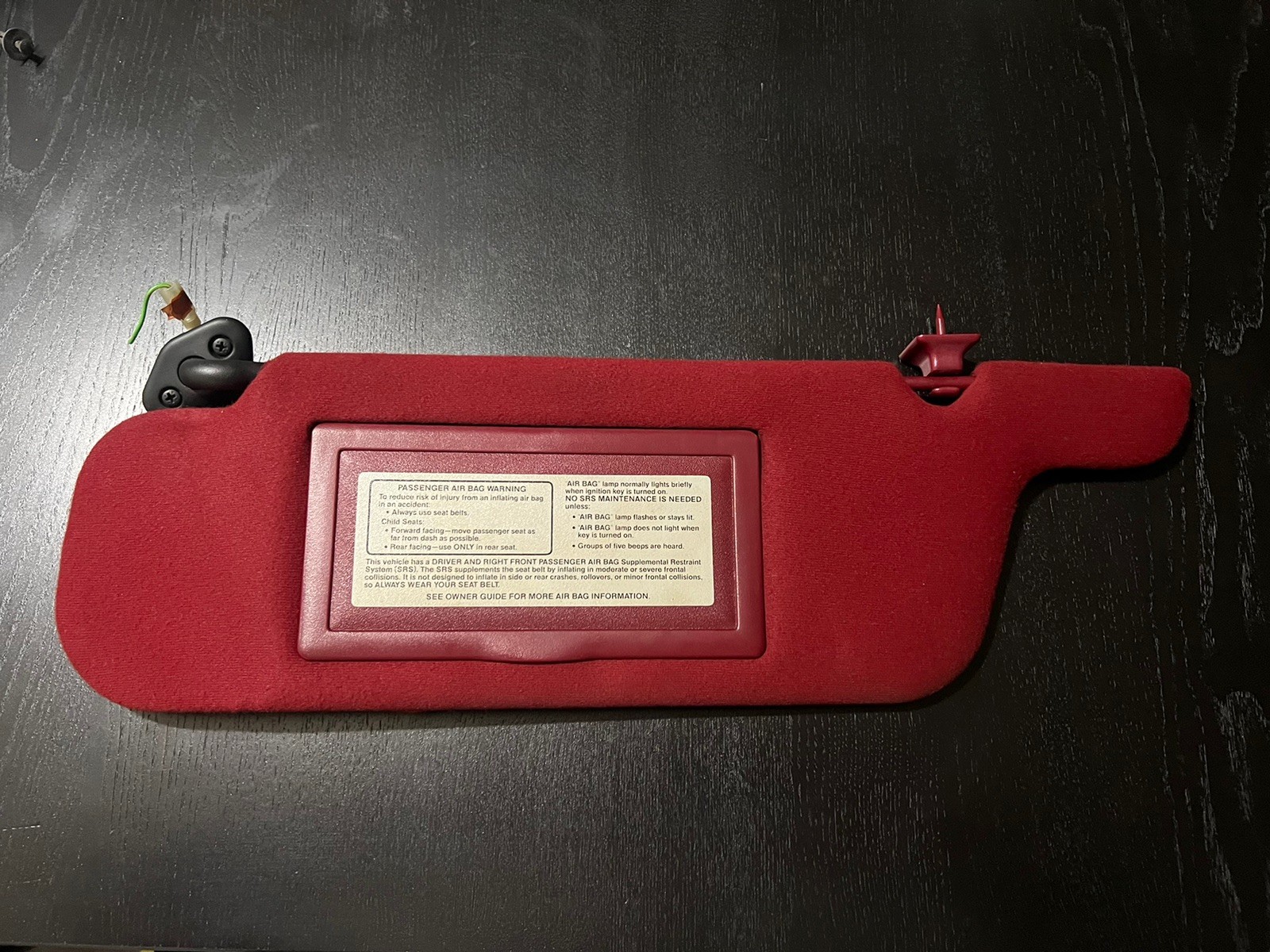 1989-1997 Ford Thunderbird Mercury Cougar Driver Left Side Sun Visor Red OEM