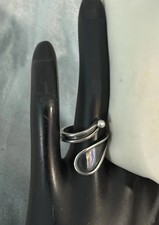 Vintage Sterling Silver Mexico Ring 925 Bypass Wrap Modernist Taxco Signed