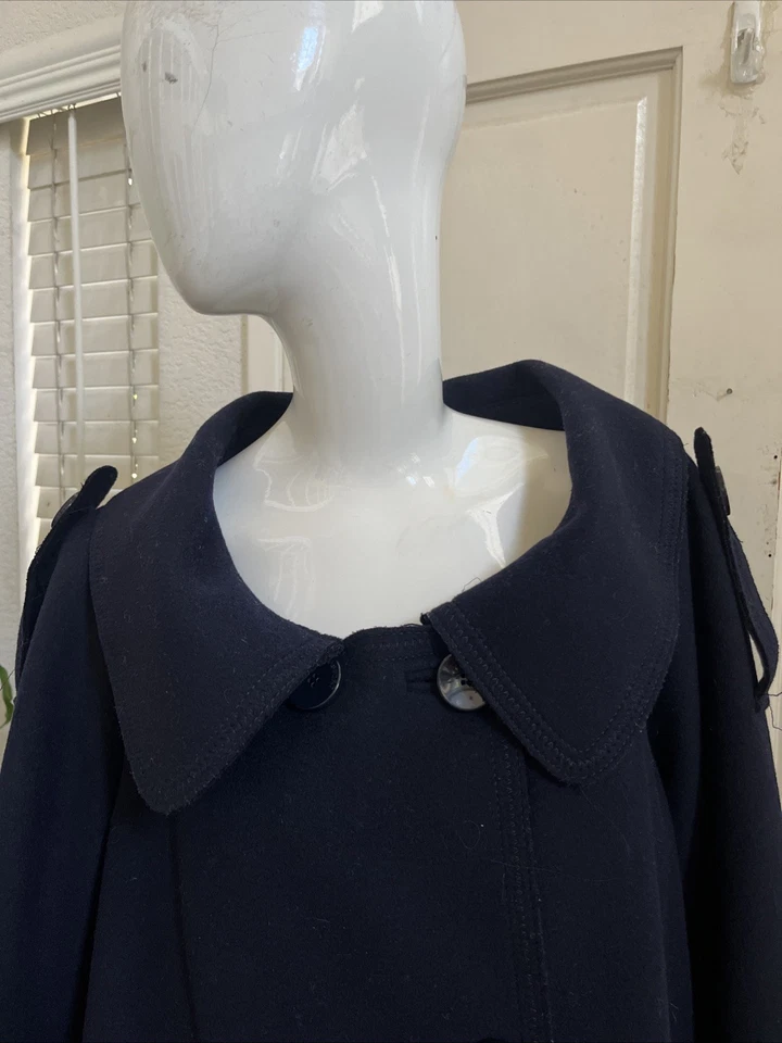 MARINA RINALDI MARINA SPORT NOVO! Casaco swing de lã azul marinho GIACCONE tamanho 27 (18) - Imagem 4 de 4