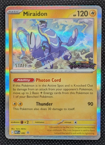 Miraidon STAFF STAMP 082 Pitch Black Pre-Release Holo MEP Promo Pokemon NM - product listing photo