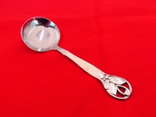 Vintage Denmark Sterling Silver Beautiful Floral Handle Serving Spoon XE-1