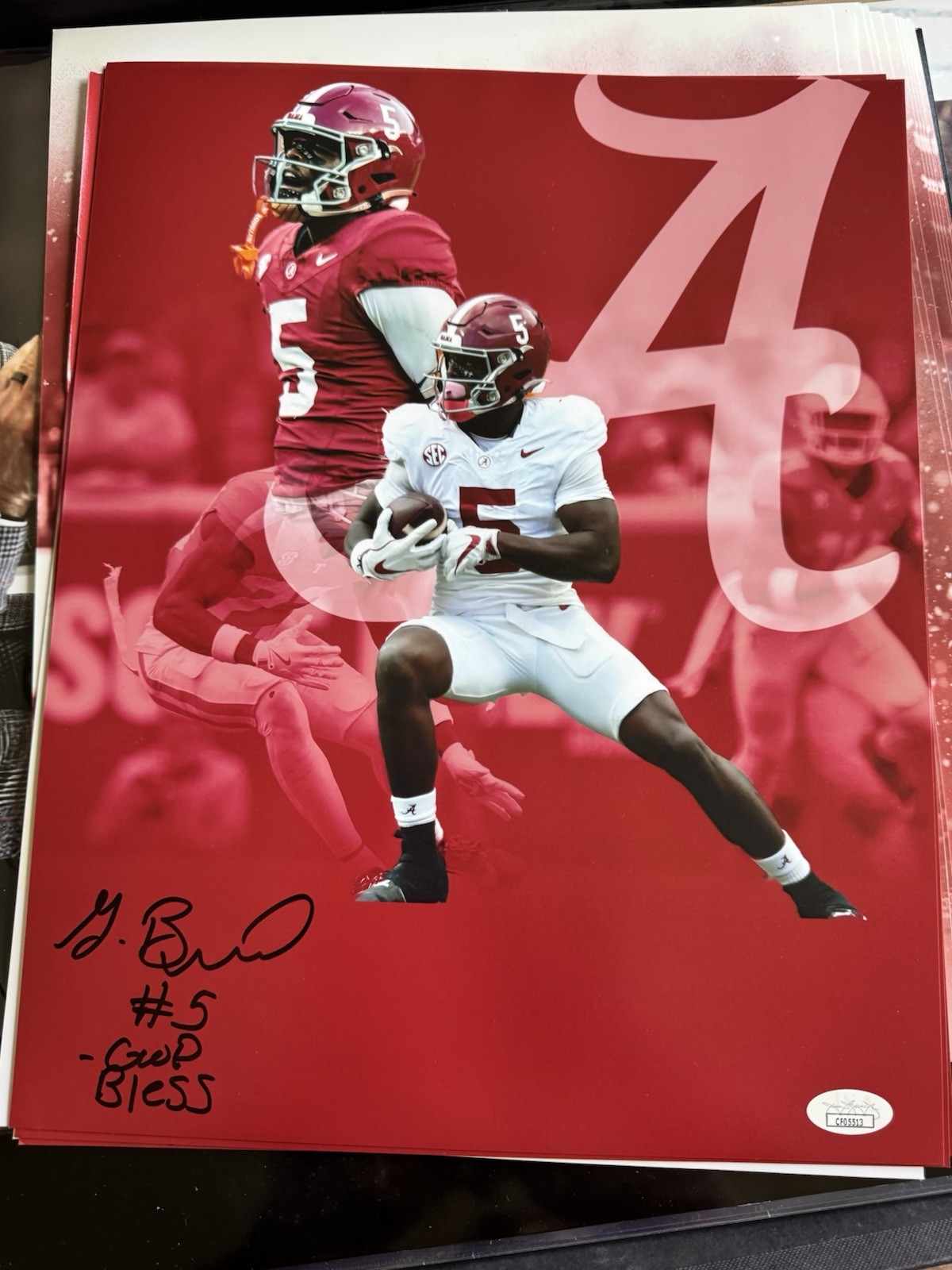 Germie Bernard Signed Photo 11x14 Alabama Crimson Tide Football JSA COA NCAA 