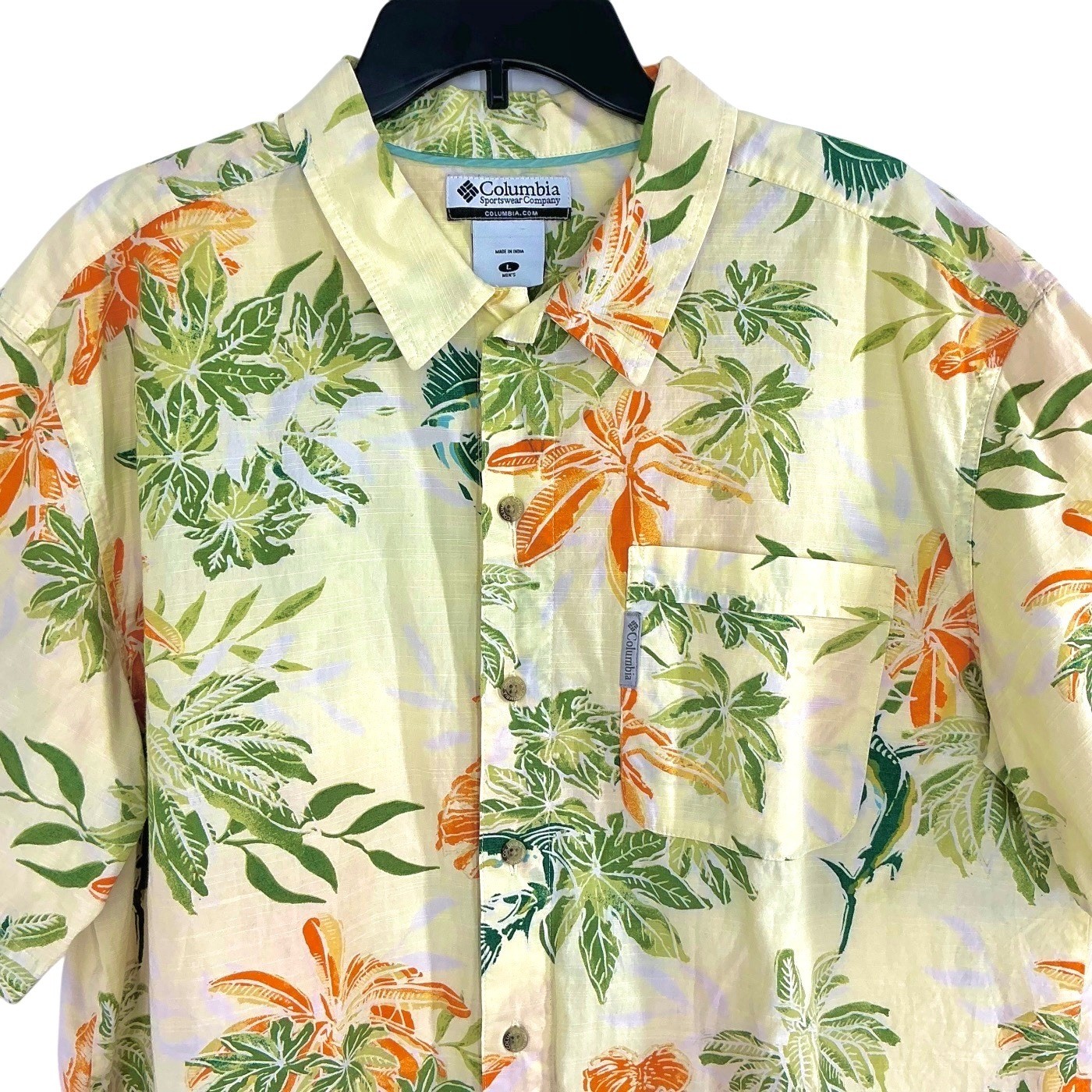 Columbia Sportswear Men's Large Button Up Shirt SS Tropical Floral Fish