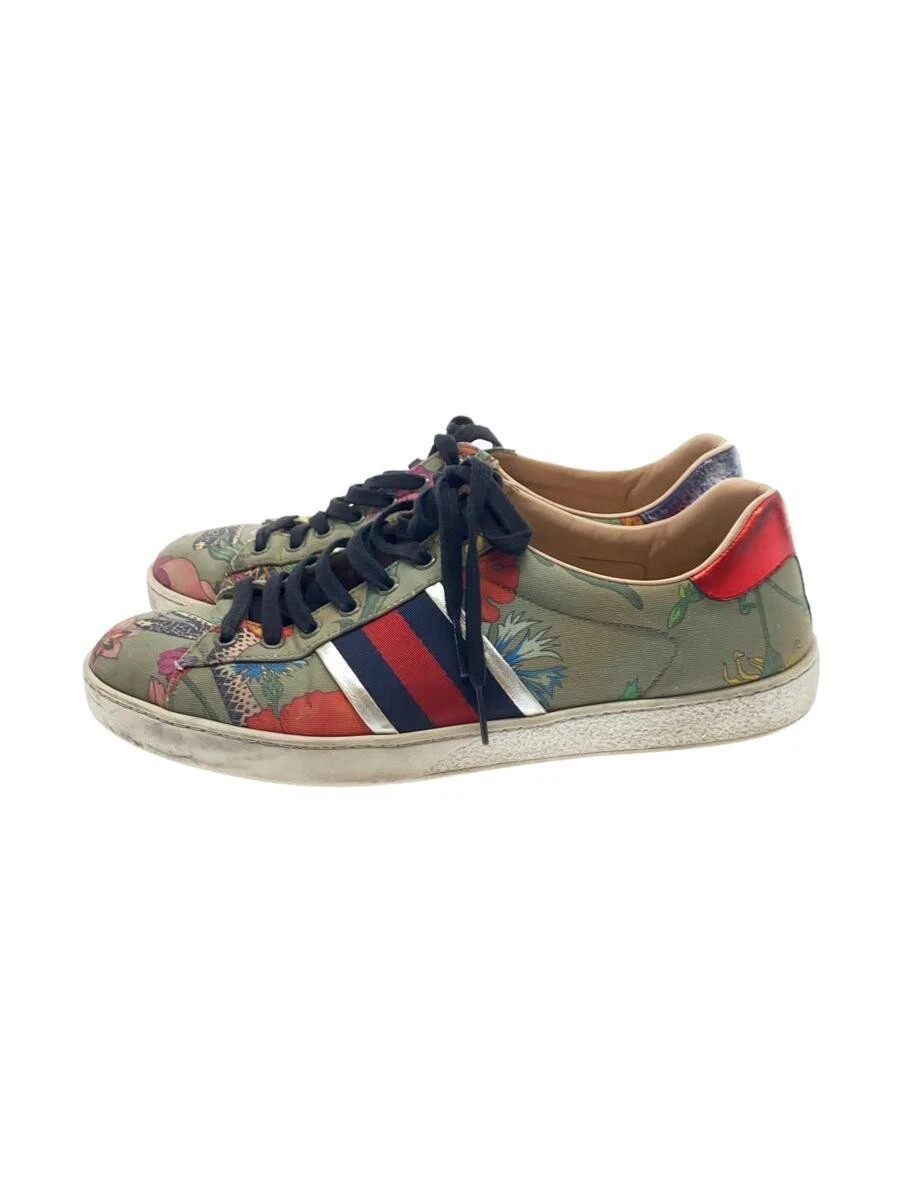 Baskets basses Gucci UK8,5 toile kaki à porter