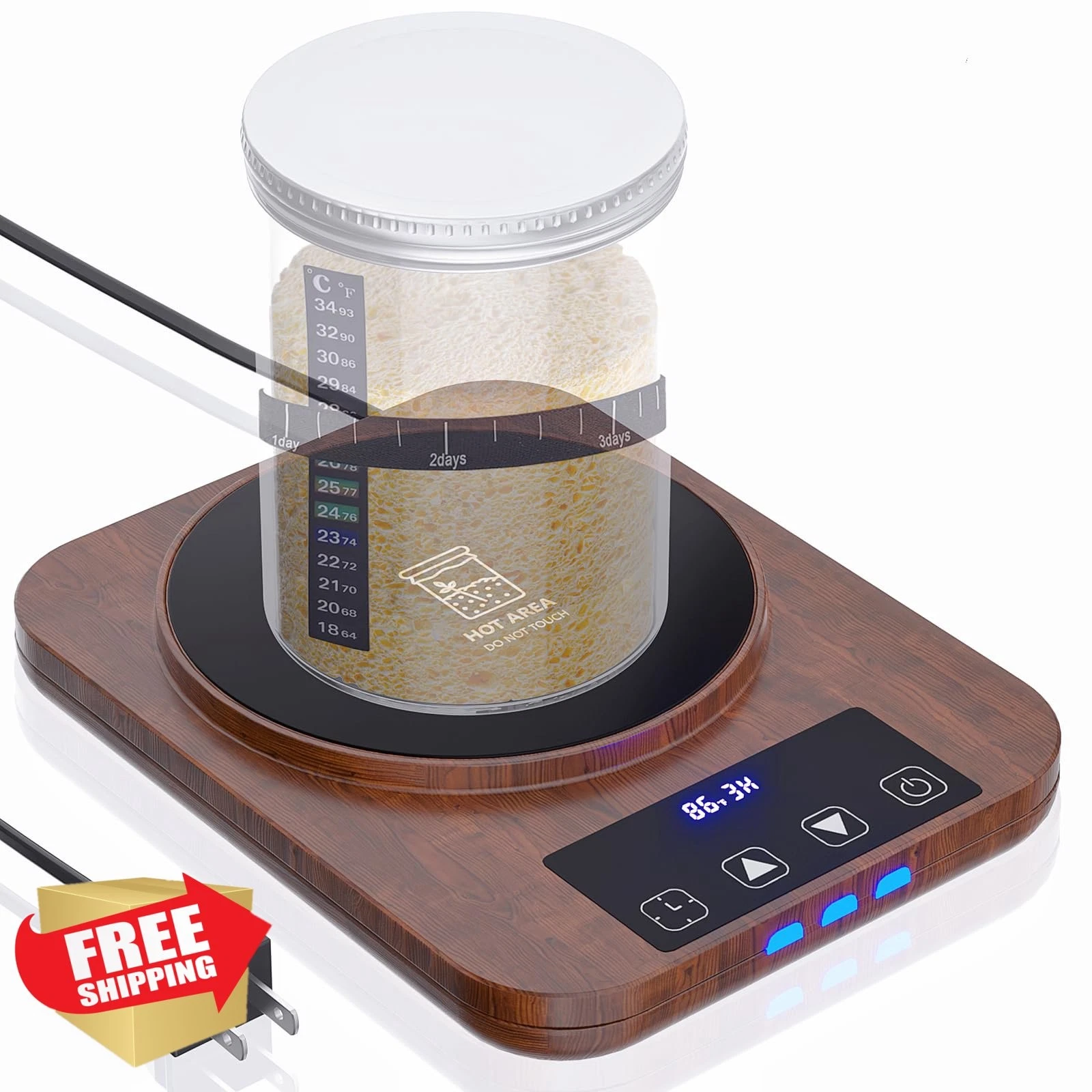 BURMONG Wood Grain Sourdough Starter Warmer