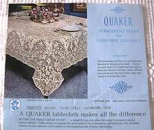 Quaker Lace 70" x 90" Natural / Cream Embassy Tablecloth - New in Package