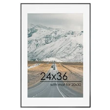 24x36 Metal Picture Frame For Wall With Mat For 20x30, 24''x36'' Aluminum Pho...