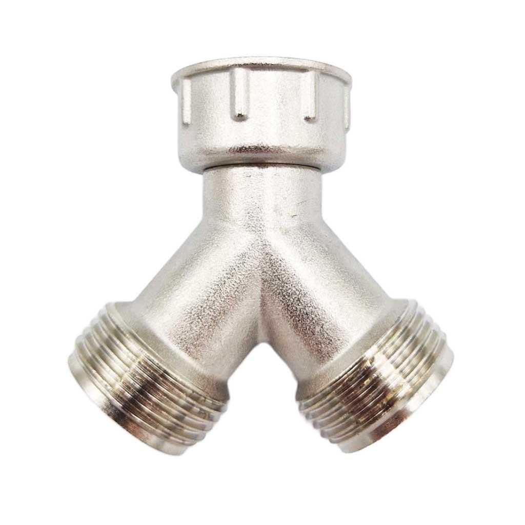 Brass Metal Washing Machine Y Piece 3/4 Splitter 2 Way Hose Connector 3/4 - Image 2