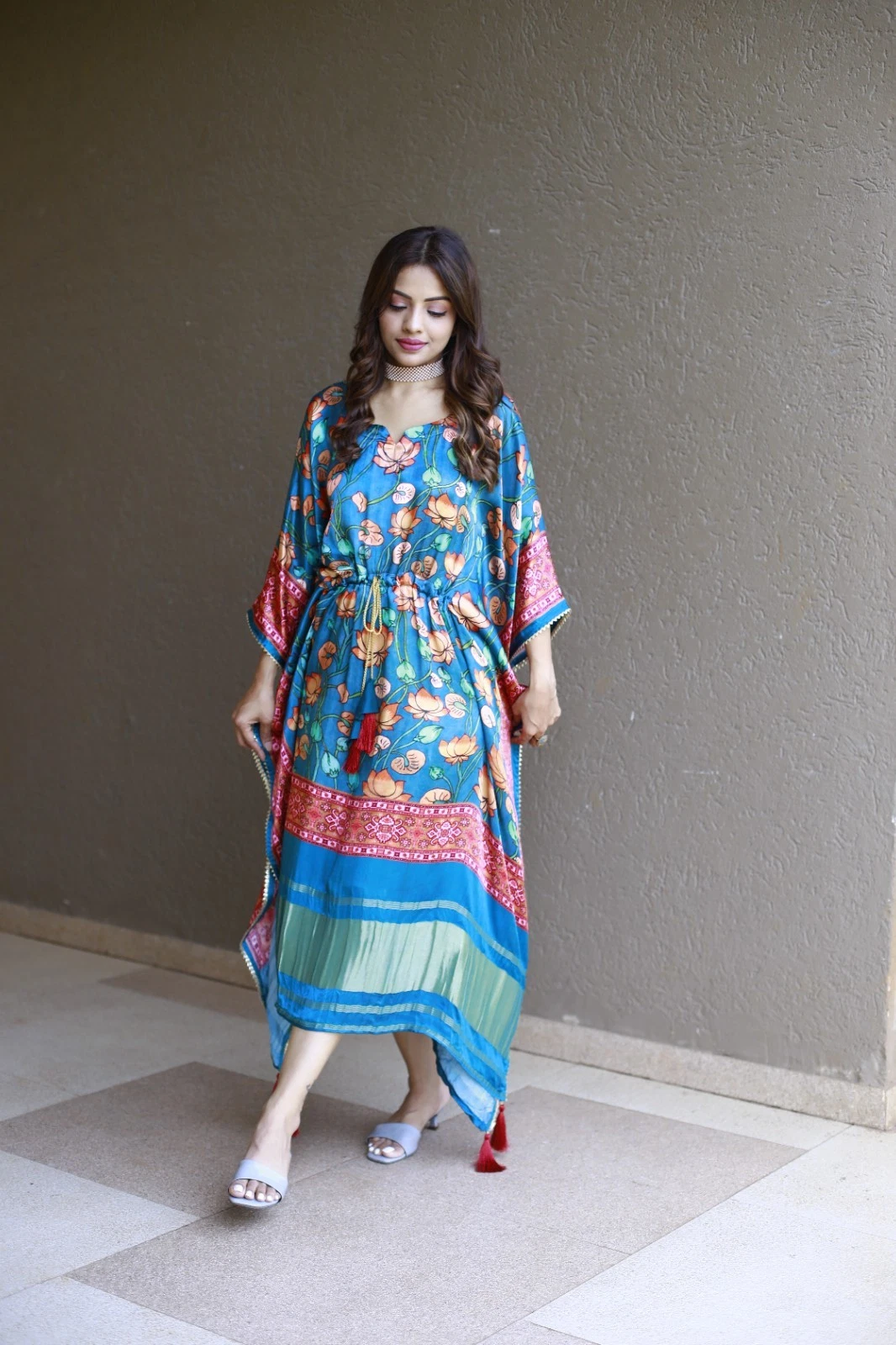 Stitched Gaji Silk Kaftan Tunic Top Women Kurti Indian Ethnic Party Wear Dress