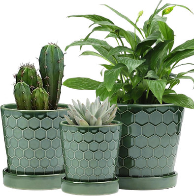 Ceramic Plant Pots,4+5+6 Inch Pots for Indoor Plants,Planters with Drainage Hole