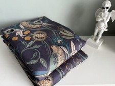 A Large Pair Of Dunelm Blue Havisham Eyelet Fully Lined Curtains