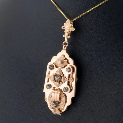 Anhänger aus 585er Rotgold mit 6 Diamanten - Bild 1 von 4