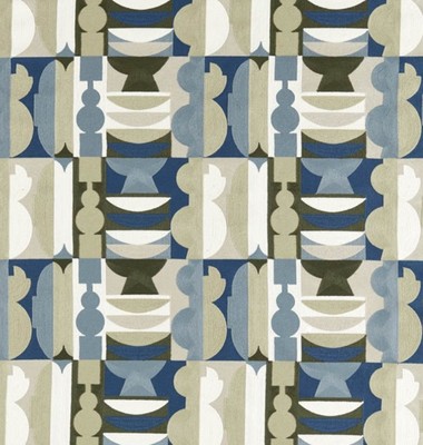 Harlekin Stoff 'POT SHOP' 2,8 METER ATLANTIC/NEPTUN GRÜN Crewel Stickerei