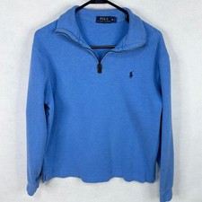 Polo Ralph Lauren Mens Quarter Zip Pullover Sweater Blue Size Medium