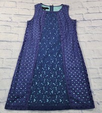 Nine West WOMENS SZ 6 Lavender Purple Eyelet Lace Below Sleeveless Sheath Dress