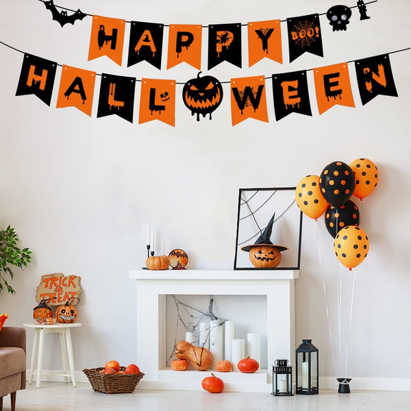 Happy Halloween Banner Dekorationen, KüRbis Halloween Wimpelkette HäNgendes Bann-image