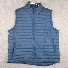 North Face Puffer Vest Mens XXL Blue Down Feather Insulated Lightweight Full Zip