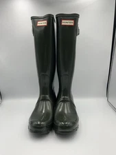 NEW Hunter Boots Women's 7 Original Tall Gloss Rain Boots Dark Olive