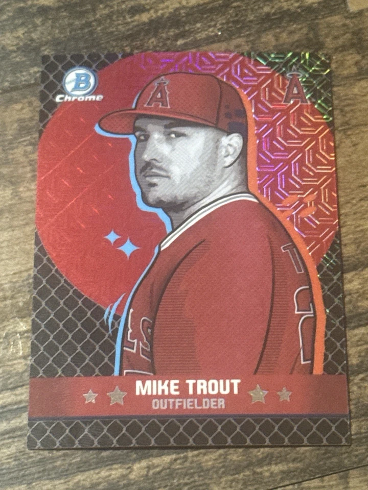 Bowman Chrome Ascension Mike Trout Red Refractor 2025/5 #1/5 SSP Angels 🔥 Estuche Foto 2 de 4