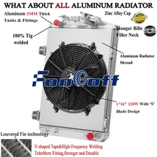 3 Row Aluminum Radiator+Shroud 16'' FOR 1930 Chevrolet Car Chevy V8 Conversion.