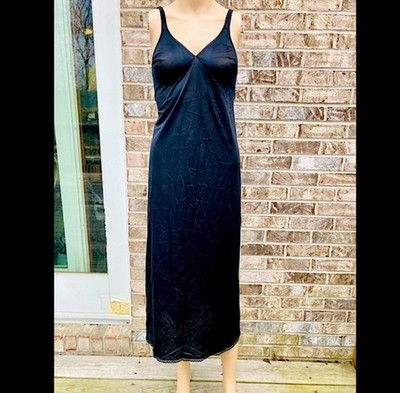 Vintage 90s Vanity Fair Black Nightgown/Slip Lounge House Night Dress